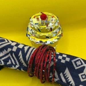 Red Rhinestone Elegant Chain 6 Layered Leather Bracelet Boho …